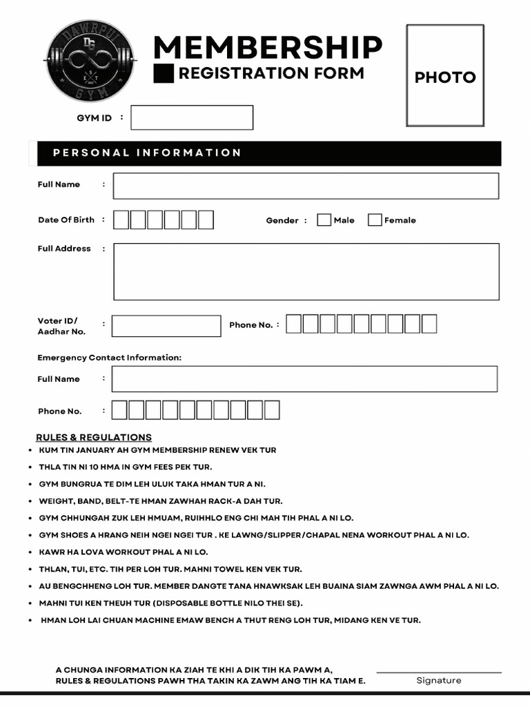 gYM mEMBERSHIP fORM - 20250203 - 141839 - 0000 | PDF