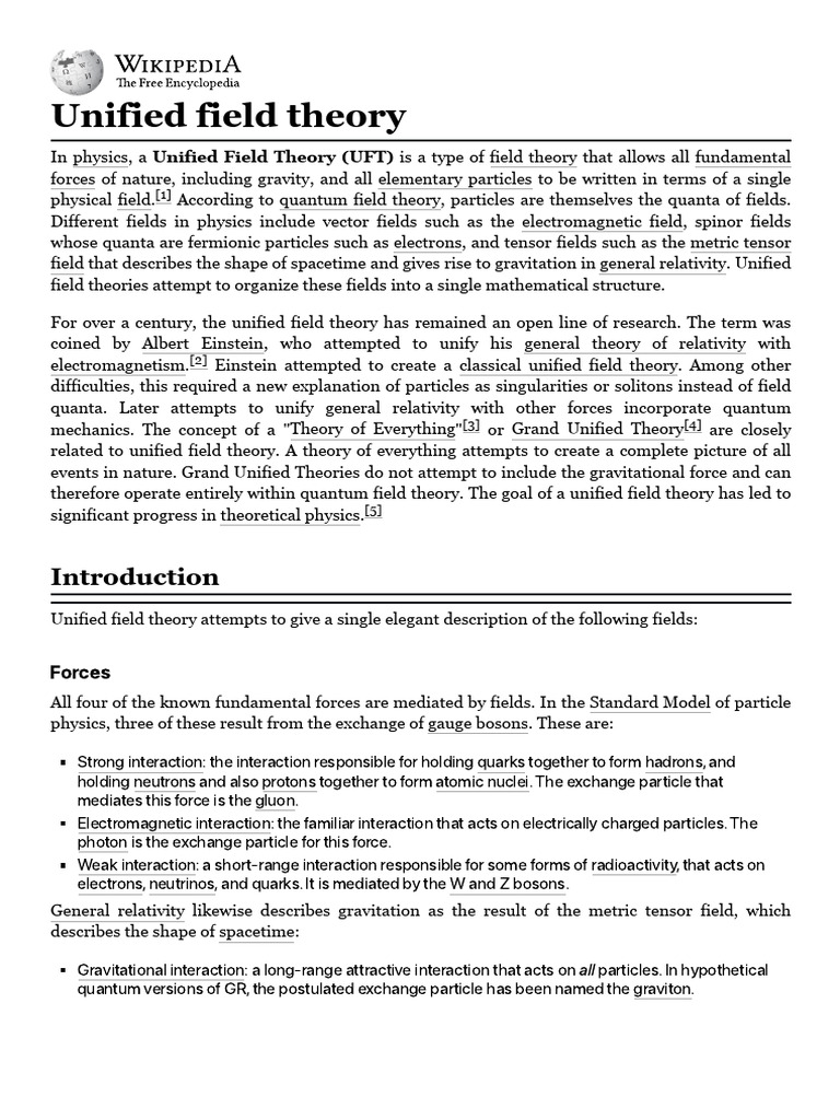 Einstein's Unified Field Theory Overview | PDF | Field (Physics ...