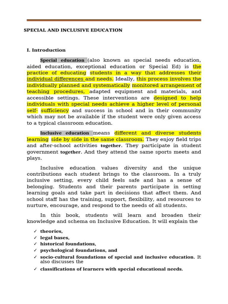 Foundations of Special Education Guide | PDF | Learning Disability ...