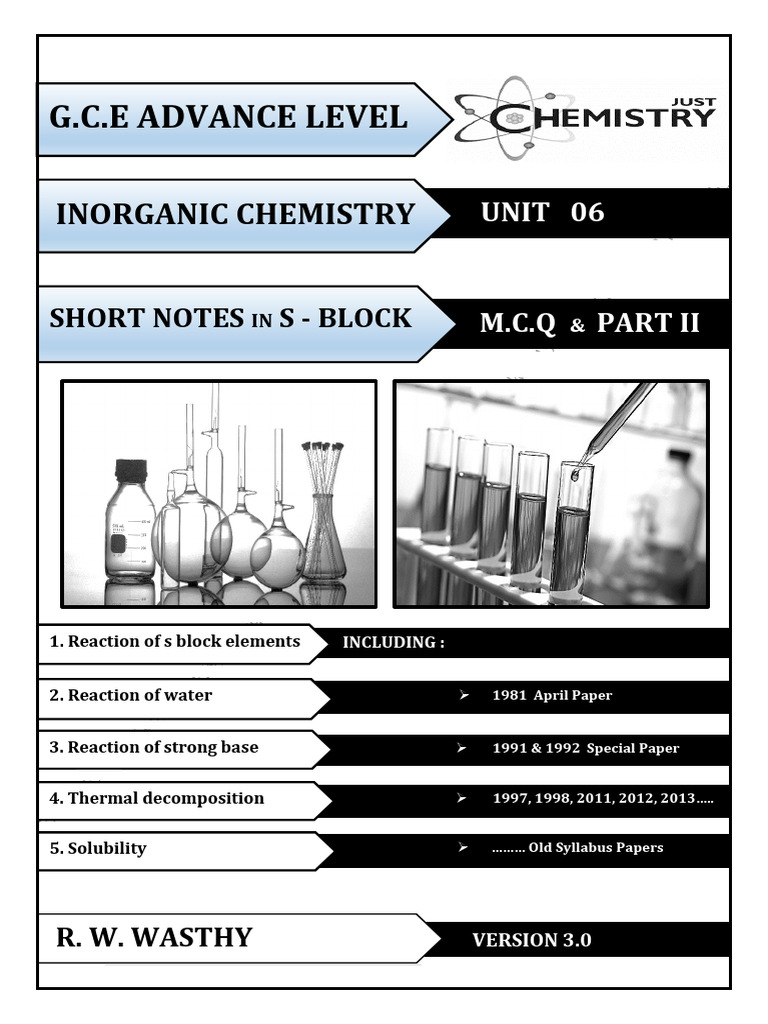 Inorganic Short Notes & MCQ Final | PDF | Chemistry | Chemical Elements