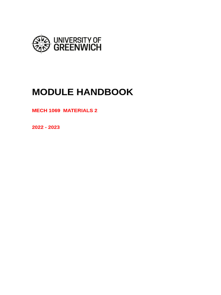 MECH 1069 - 2022-23 Module Handbook V2 | PDF | Steel | Alloy