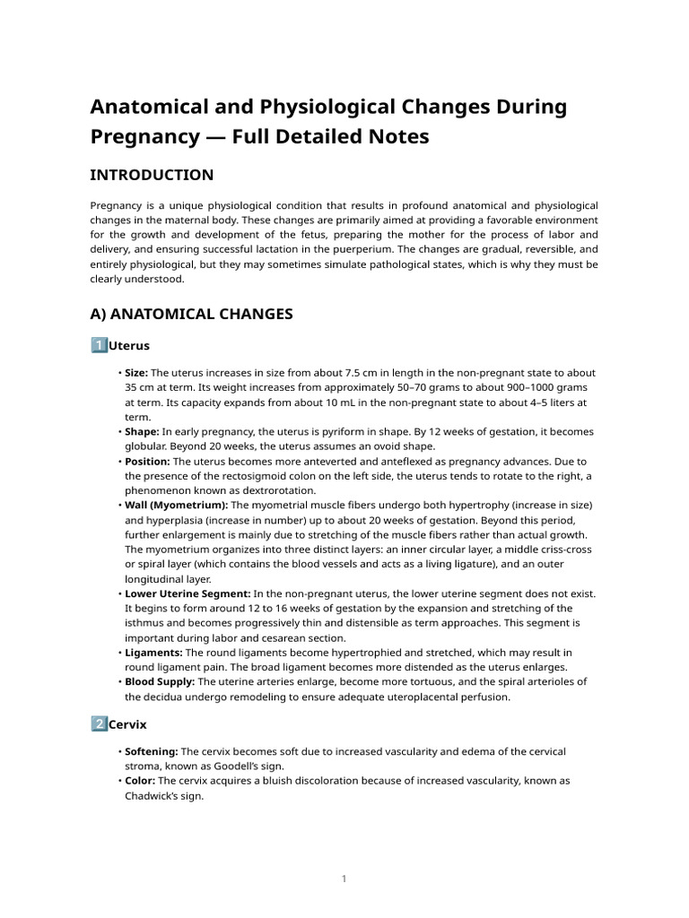 Pregnancy: Anatomical & Physiological Changes | PDF | Vagina | Uterus