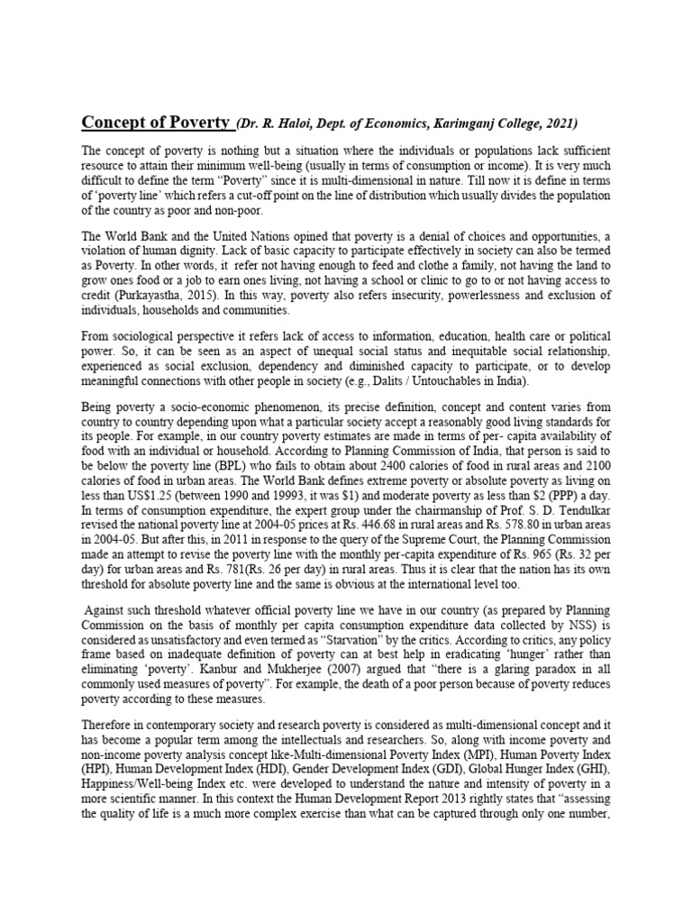 Understanding the Concept of Poverty | PDF | Poverty | Poverty ...