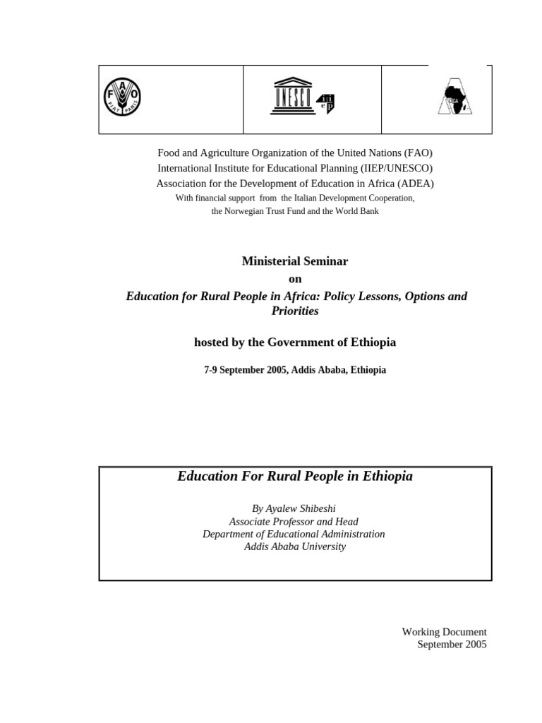Education for Rural People in Ethiopia | PDF | Poverty Reduction ...