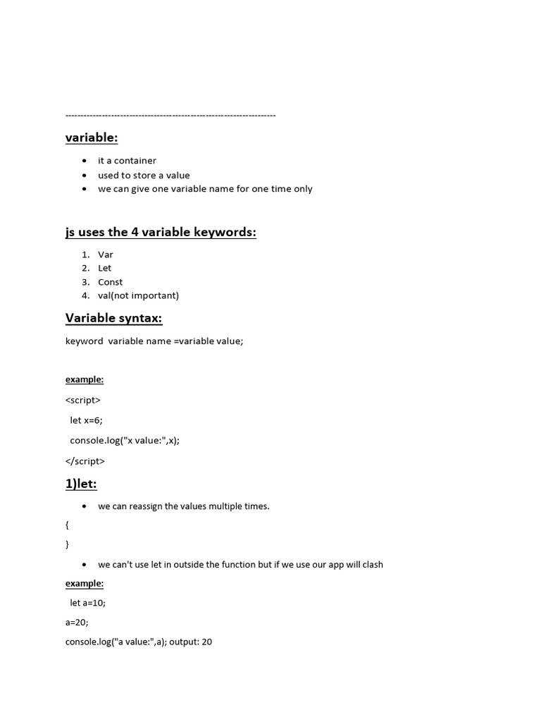 JavaScript Variables: Var, Let, Const Explained | PDF