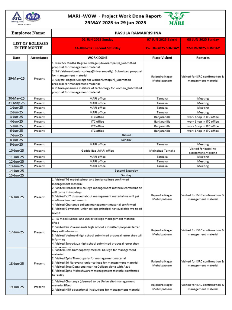 RK June Work Done Report | PDF