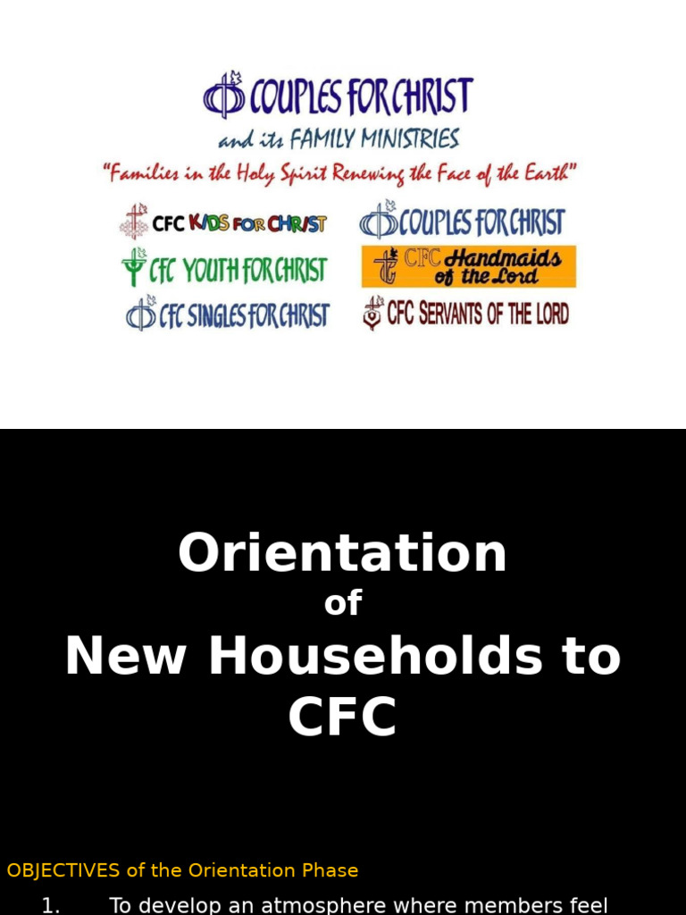 CFC Household Orientation Overview | PDF | Prayer | Christian Belief ...