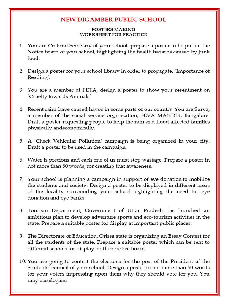 Poster Making Worksheets for Students | PDF