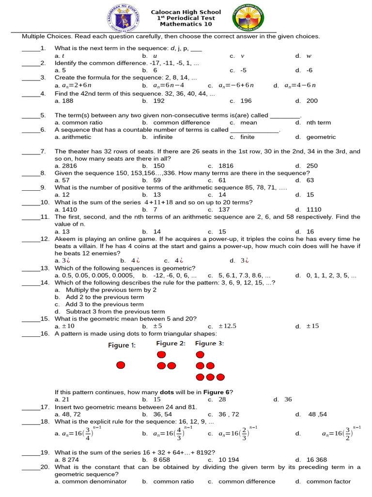 1st Periodical Test: Math 10 2025 | PDF | Number Theory | Mathematical ...