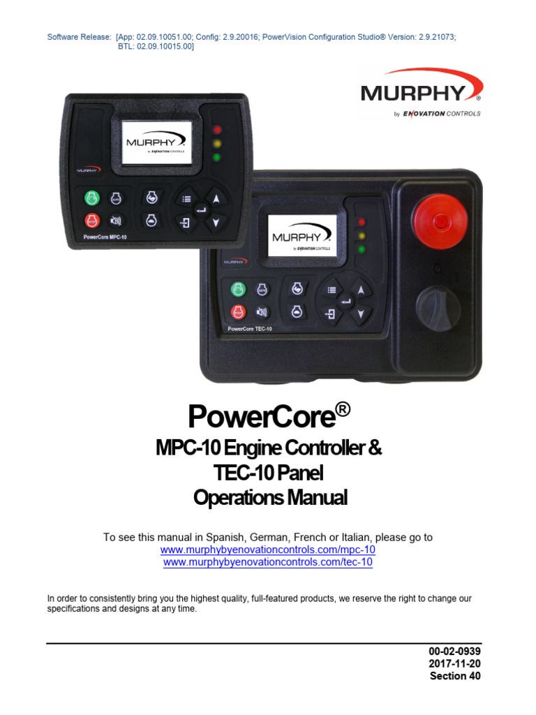 MPC-10 & TEC-10 Operations Manual | PDF | Throttle | Power Supply