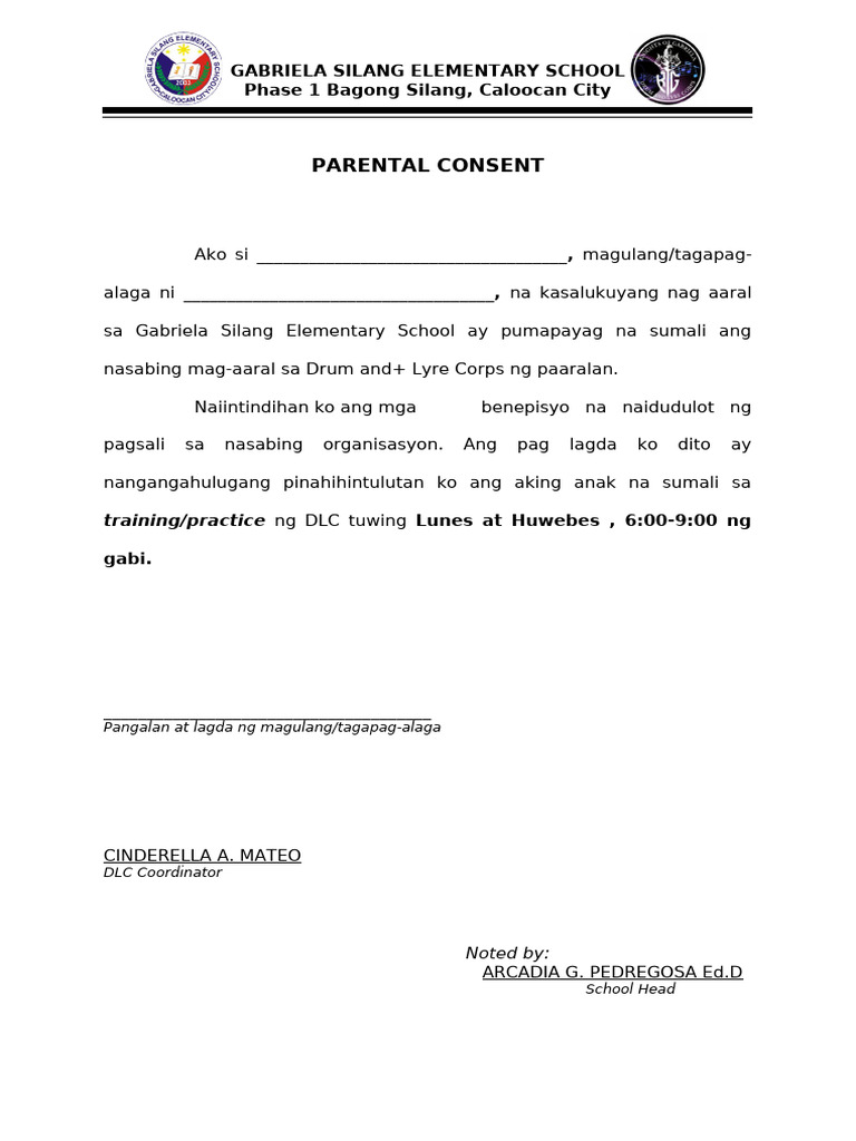 Parental Consent for DLC Participation | PDF