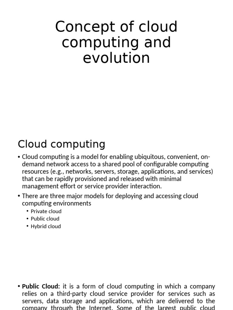 Cloud Computing: Models and Evolution | PDF | Virtualization | Cloud ...