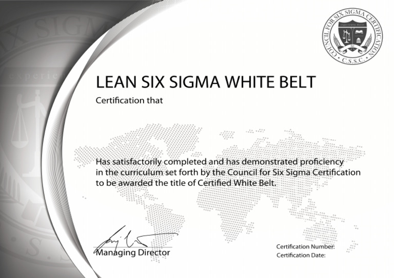 Official Certification Issued Lean Six Sigma White Belt Certification | PDF