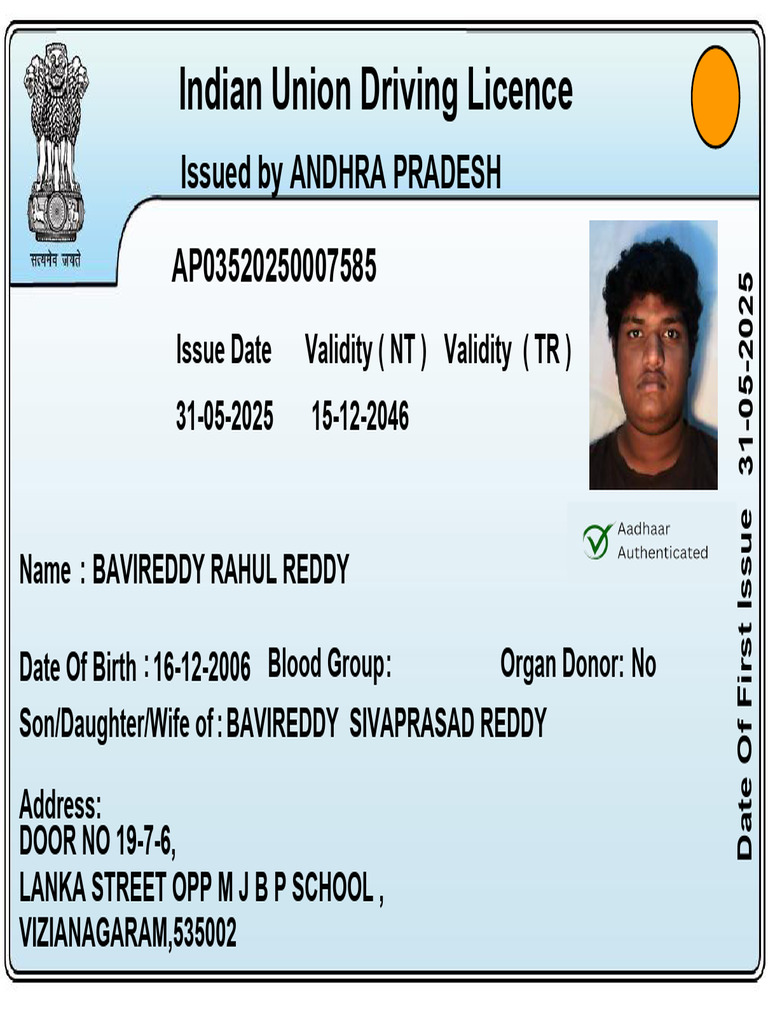 Andhra Pradesh Driving Licence Details | PDF