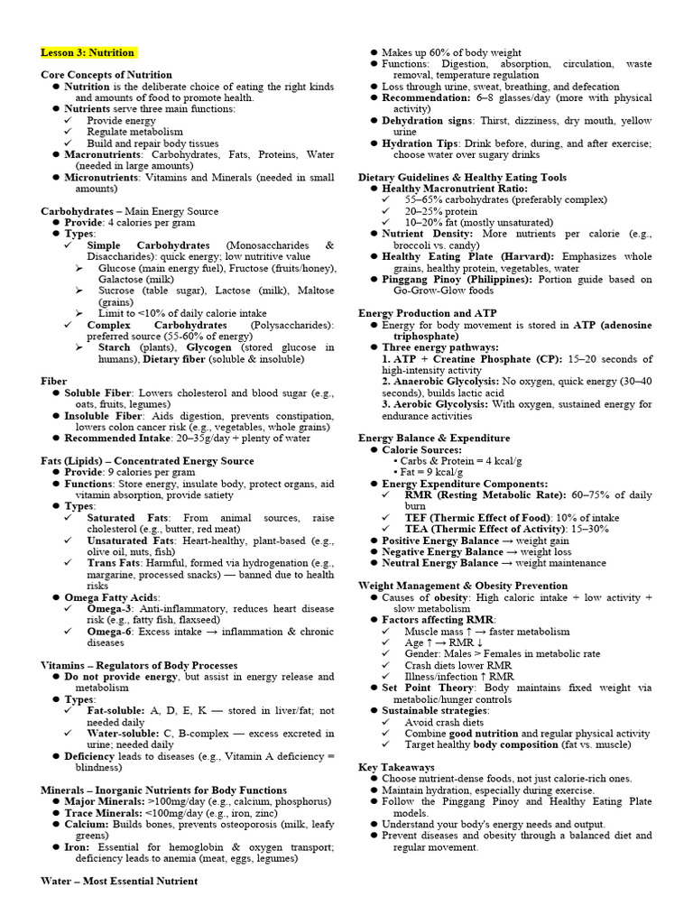 Essential Nutrition Concepts Explained | PDF | Carbohydrates | Nutrients