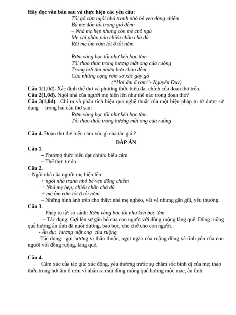 ĐỀ (Hơi ấm ổ rơm) | PDF