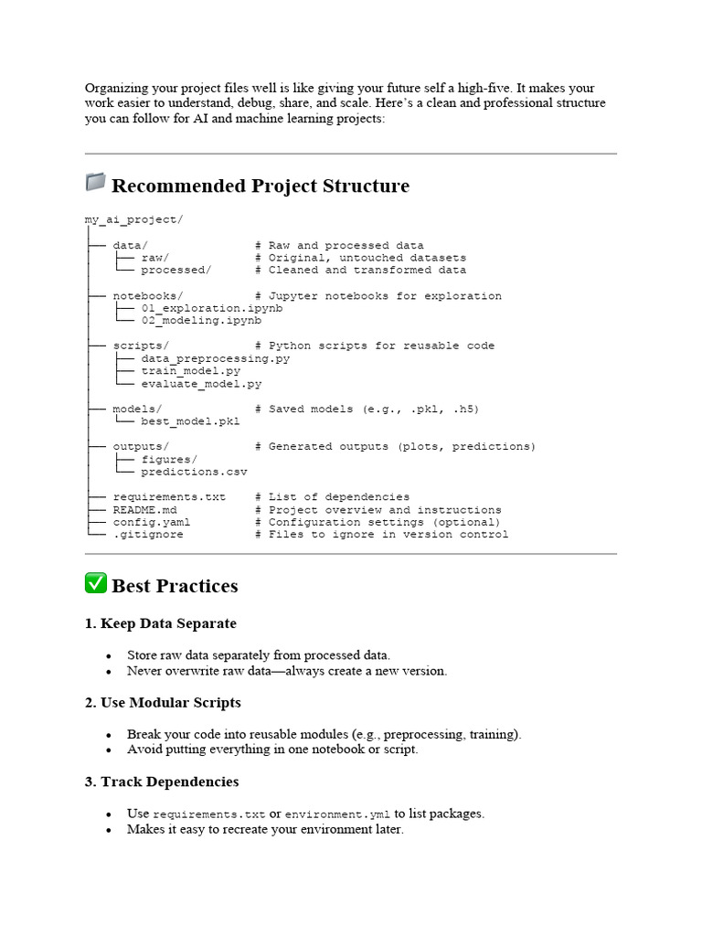 AI Project File Organization Guide | PDF