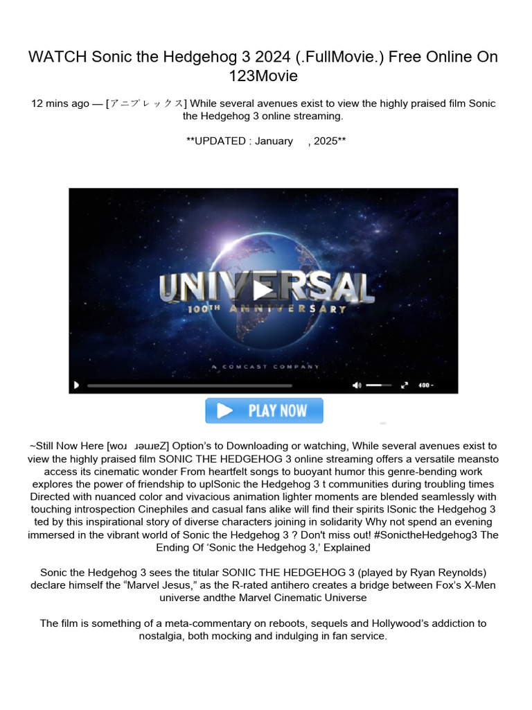 Watch Sonic the Hedgehog 3 Online Free | PDF