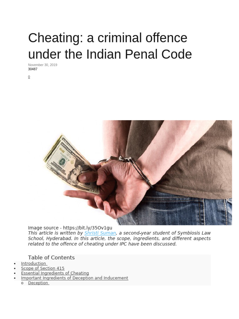 Cheating Under Section 420 IPC Explained | PDF | Mens Rea | Dishonesty