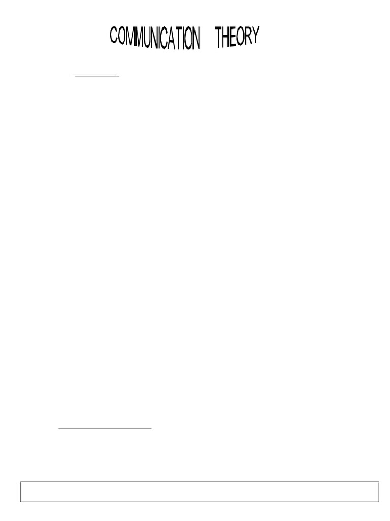 Communication Theory | PDF | Communication | Nonverbal Communication
