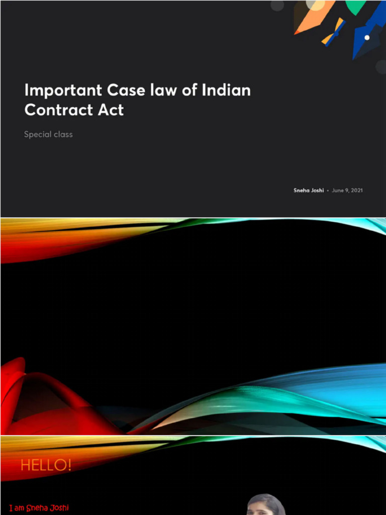 Important Case Law of Indian Contract Act With Anno | PDF