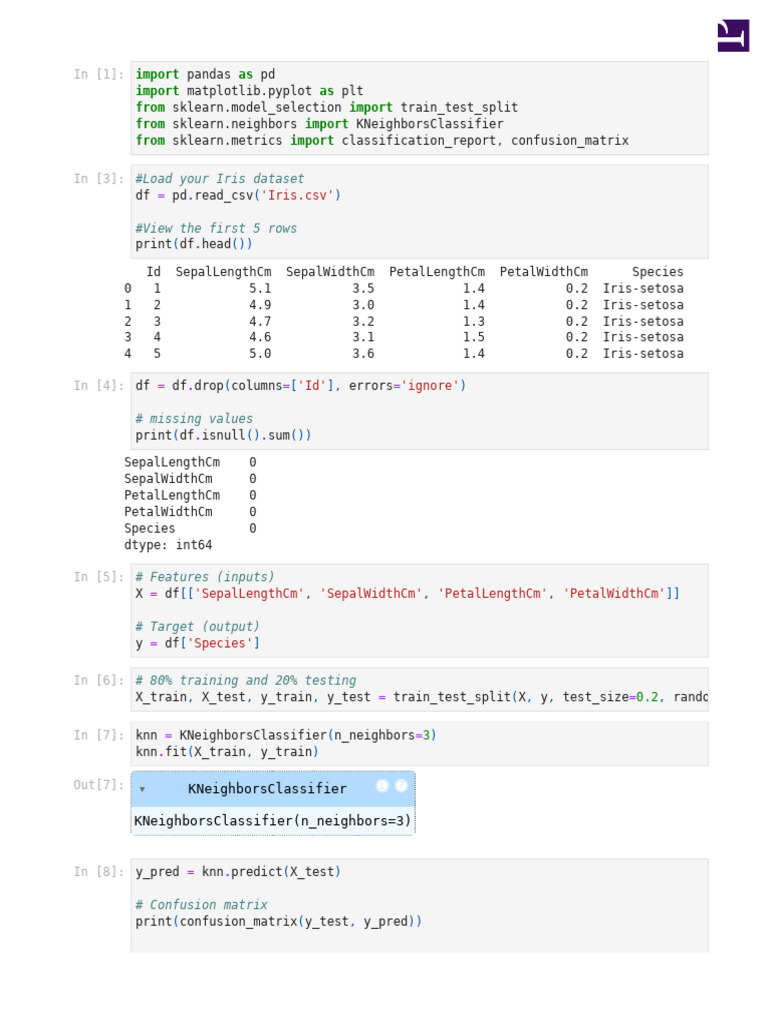 KNN Classification on Iris Dataset | PDF | Applied Mathematics ...