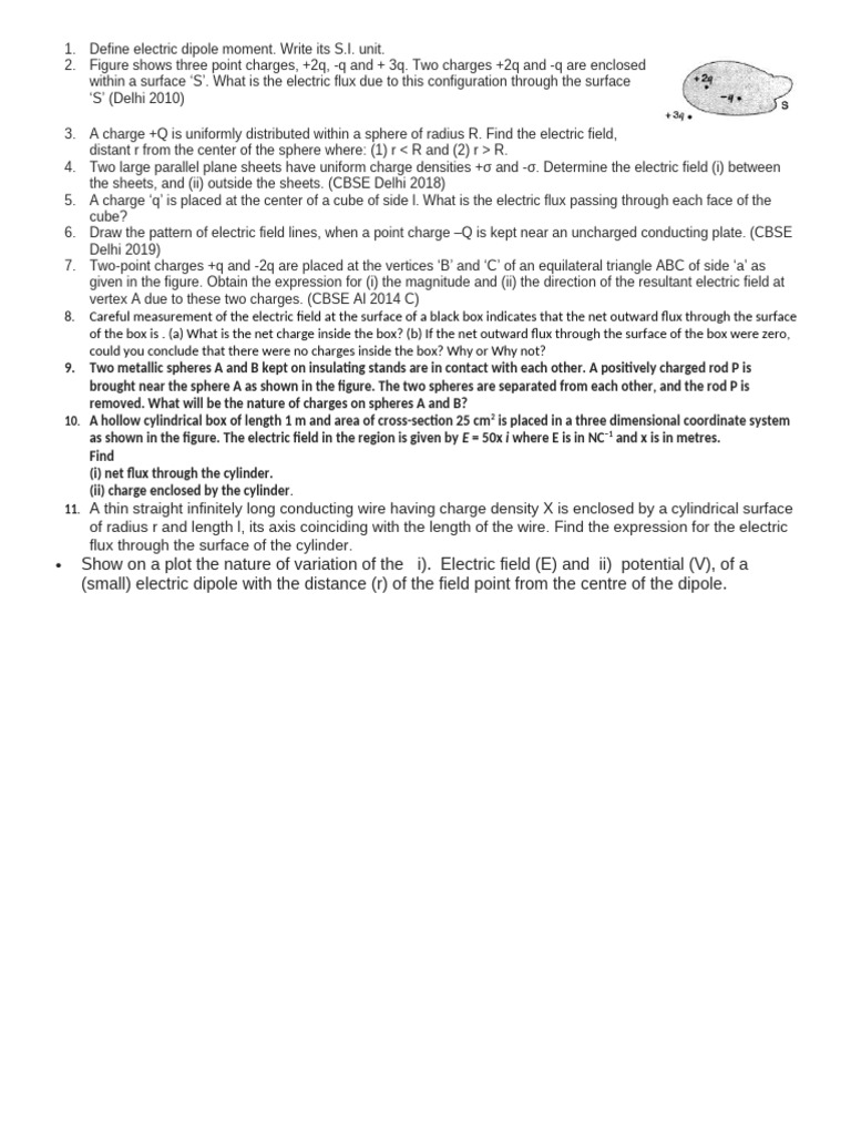 Define Electric Dipole Moment and SI Unit | PDF | Sphere | Euclidean ...