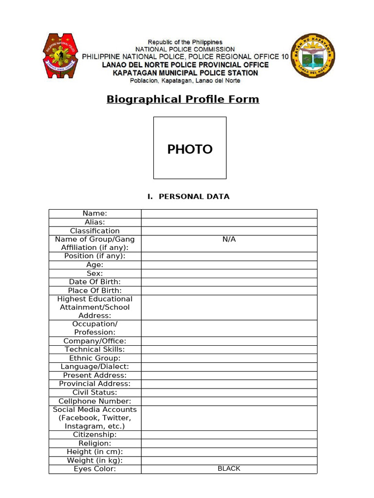 Bio Profile Format | PDF