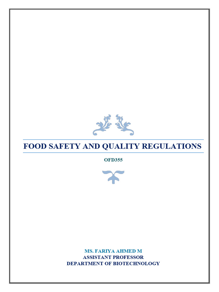 Food Safety and Quality Regulations Overview | PDF | Food Safety | Food ...