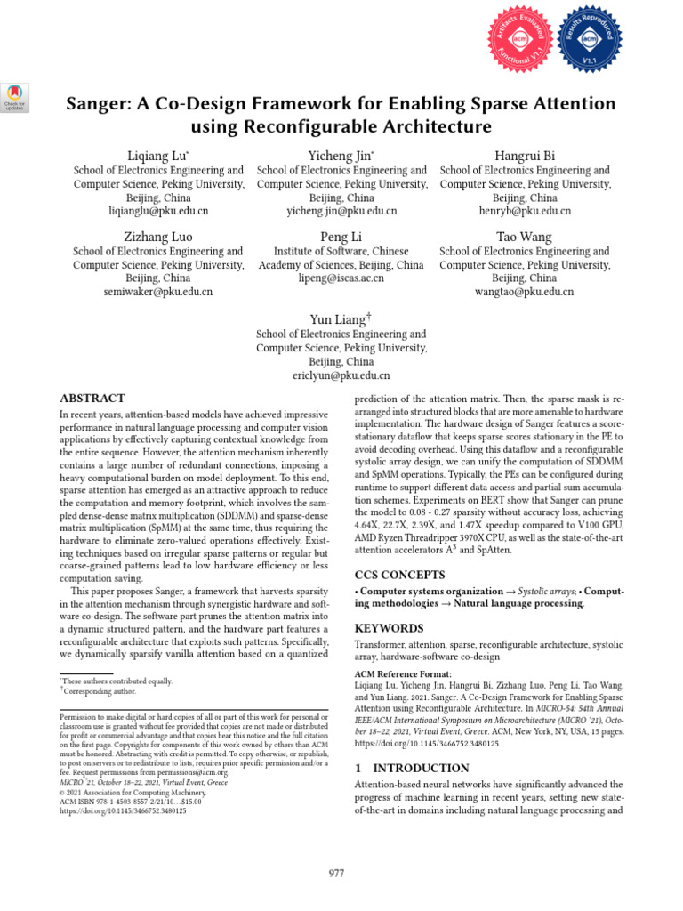 Sanger: A Co-Design Framework for Enabling Sparse Attention using ...