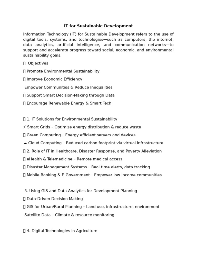 IT Solutions for Sustainable Development | PDF