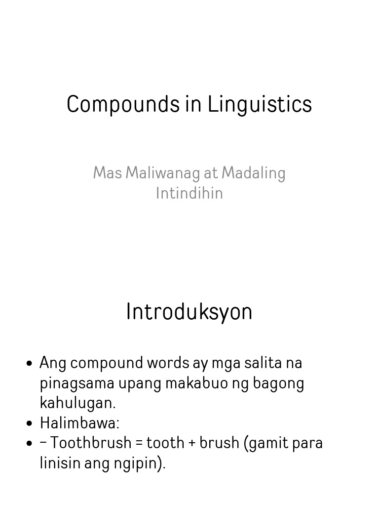Compounds in Linguistics Tagalog - PPTX 20250103 182253 0000 | PDF