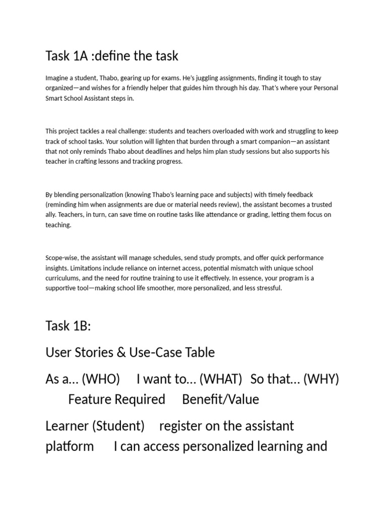Personal Smart School Assistant Overview | PDF | Teachers | Learning