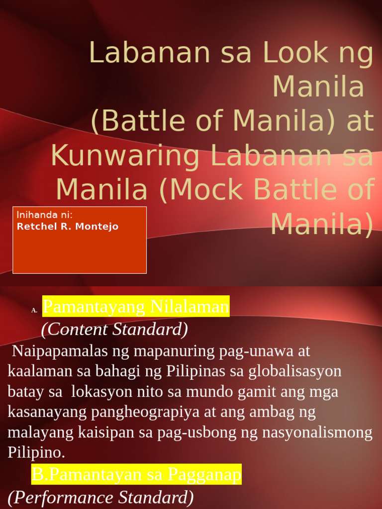 Labanan Sa Look NG Manila (Battle of Manila) at Kunwaring Labanan Sa ...