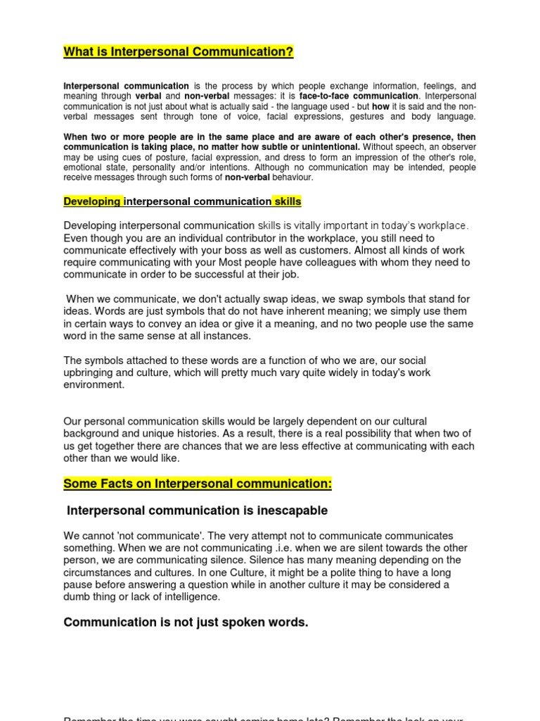 Understanding Interpersonal Communication | PDF | Nonverbal ...