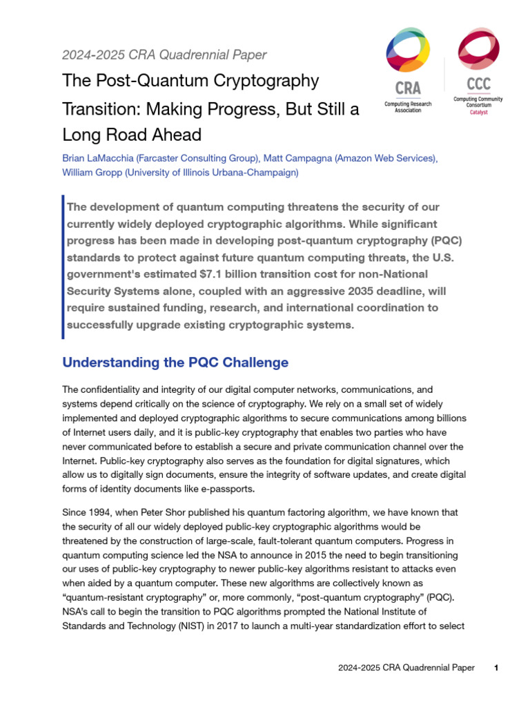 Post-Quantum Cryptography Transition Costs | PDF | Cryptography ...