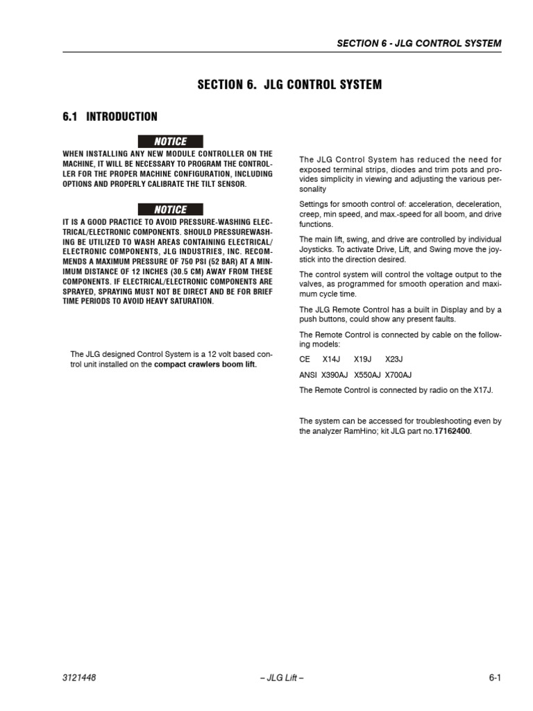 JLG Control System Overview | PDF | Menu (Computing) | Remote Control