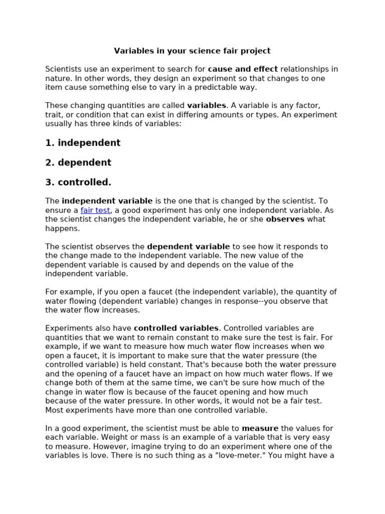 Understanding Variables in Experiments | PDF | Experiment | Variable ...