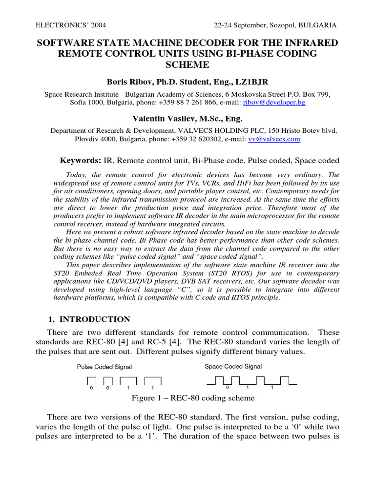 Software IR Decoder for Remote Controls | PDF | Remote Control ...