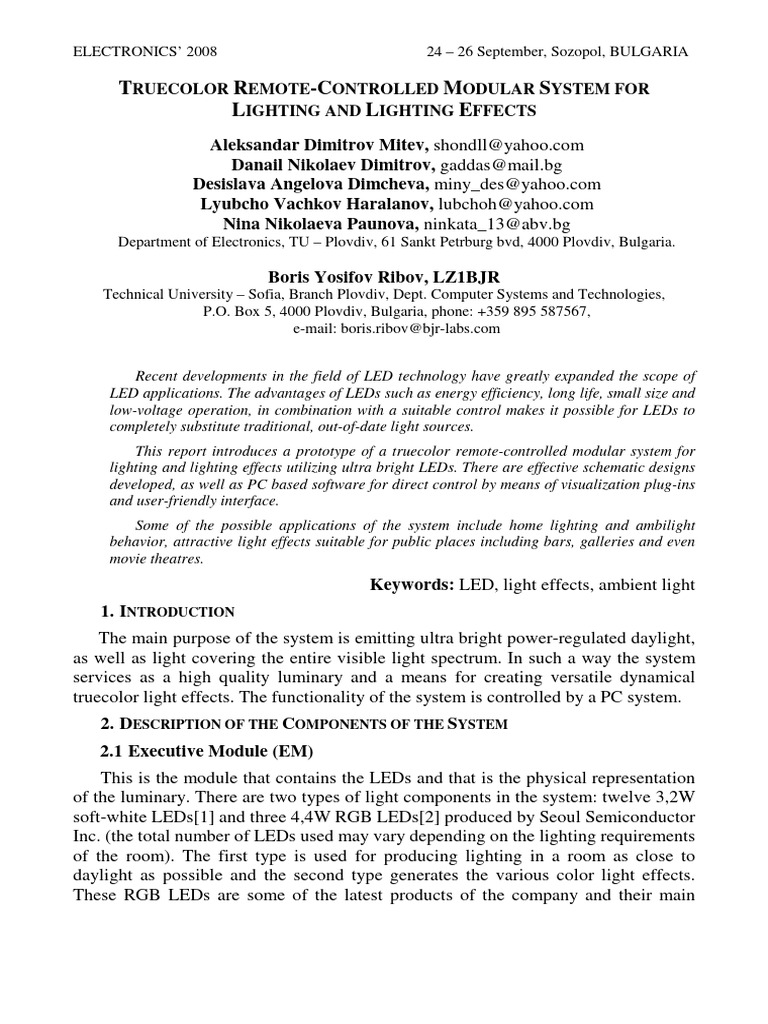 Remote-Controlled LED Lighting System | PDF | Light Emitting Diode ...
