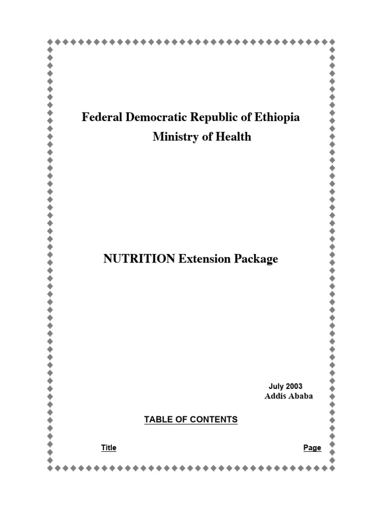 Ethiopia's Nutrition Extension Package | PDF | Malnutrition | Foods