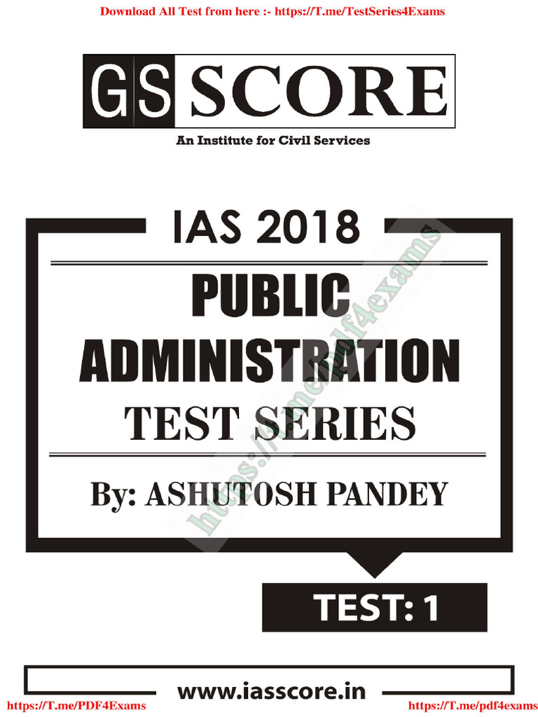 GS Score Public Administration Test - 1 (@PDF4Exams) | PDF