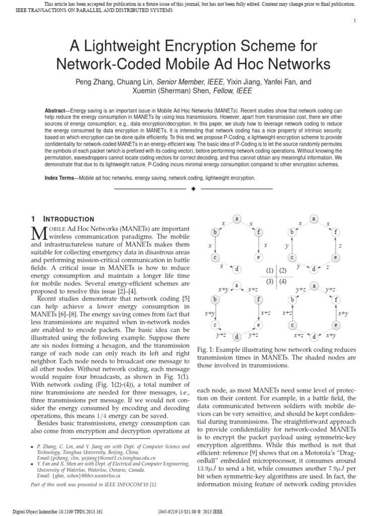 Lightweight Encryption for MANETs | PDF | Wireless Ad Hoc Network ...