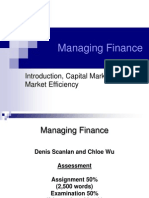 Managing Finance: Introduction, Capital Markets and Market Efficiency