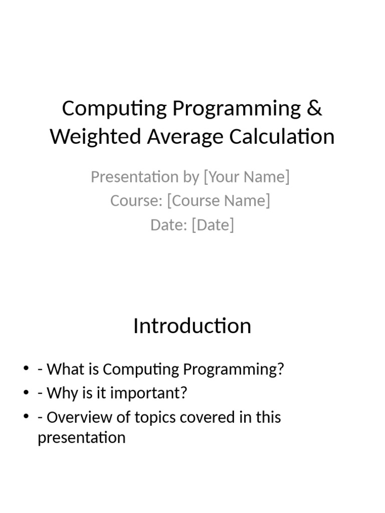 Computing Programming Basics & Averages | PDF