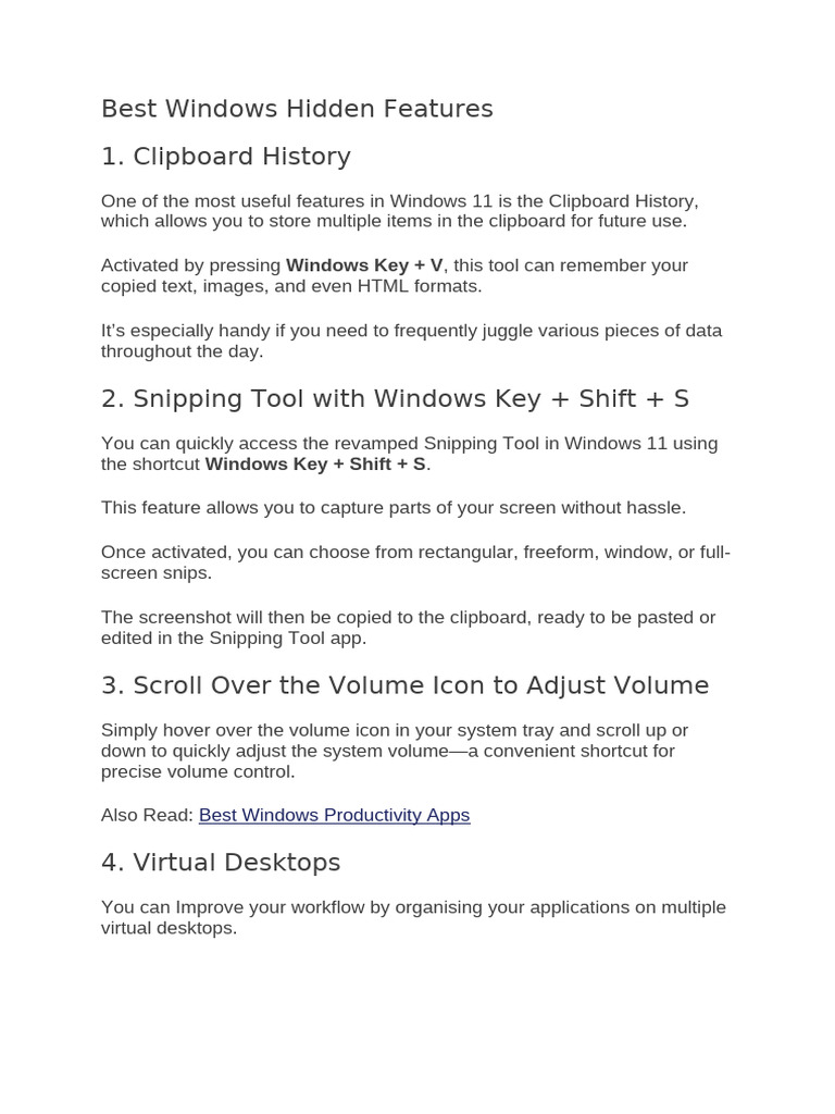 Hidden Features of Windows 11 | PDF | Smartphone | Microsoft Windows