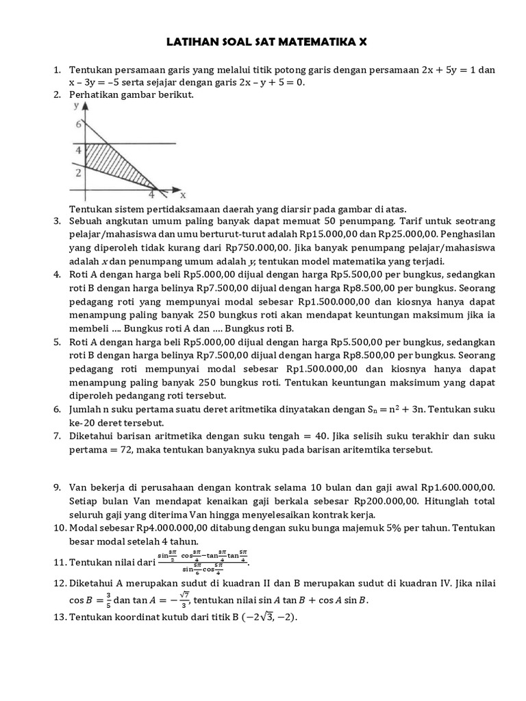 Latihan Soal Sat Matematika X | PDF