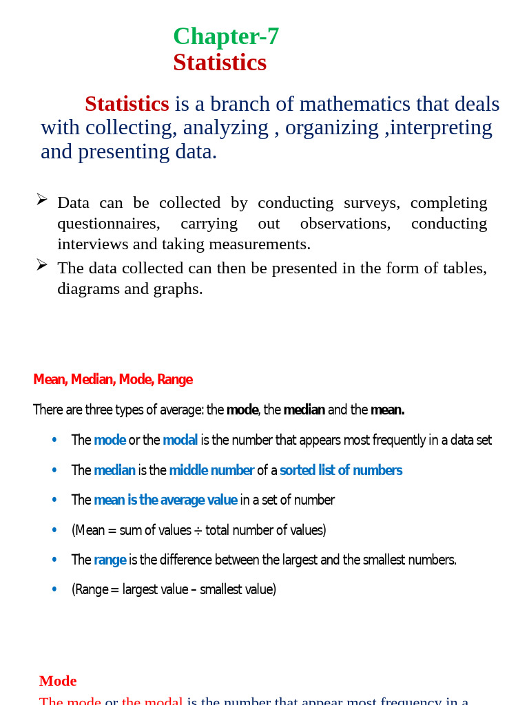 Understanding Statistics: Averages Explained | PDF | Mean | Mode ...