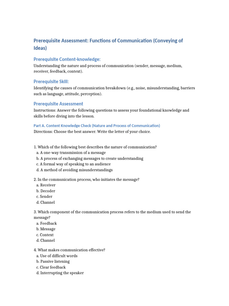 Communication Skills Assessment Guide | PDF | Communication ...