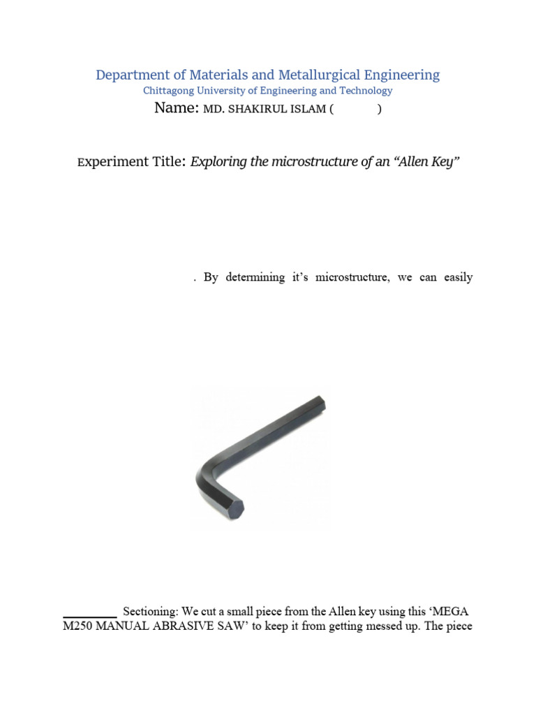 Microstructure of Allen Key | PDF | Microstructure | Physical Sciences